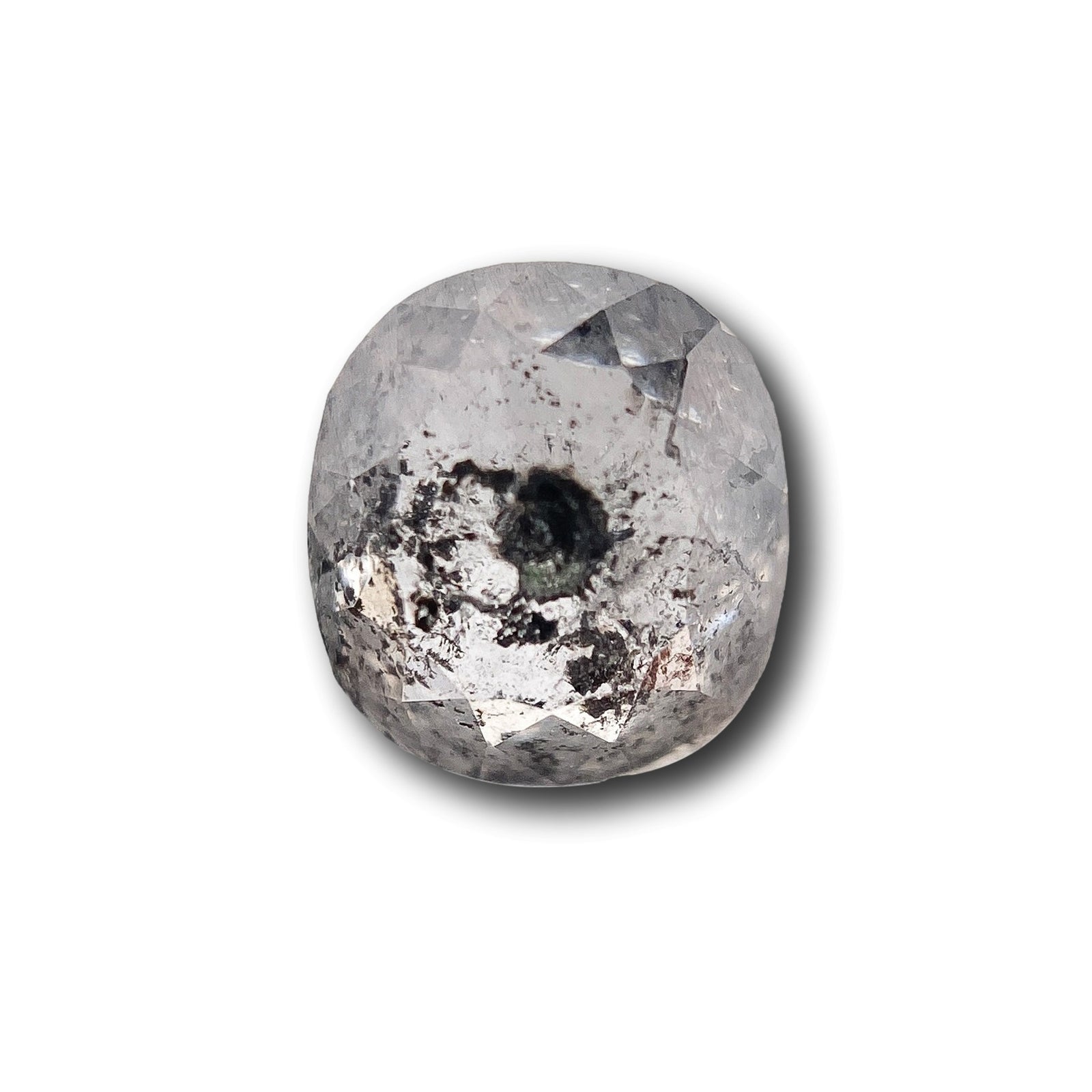 1.08ct | Salt & Pepper Cushion Shape Rose Cut Diamond - Modern Rustic Diamond
