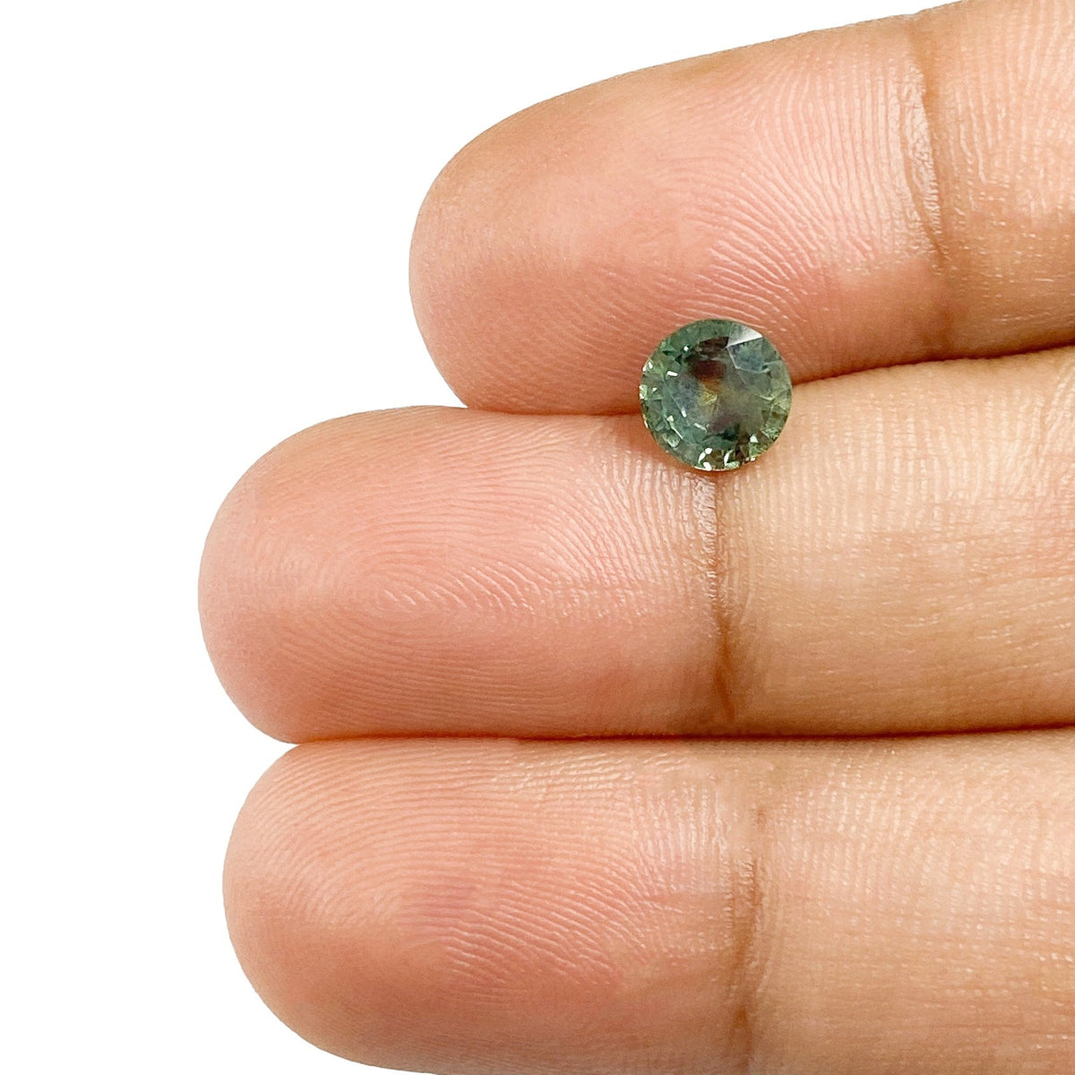 1.09ct | Brilliant Cut Round Shape Blue Greenish Montana Sapphire-Modern Rustic Diamond