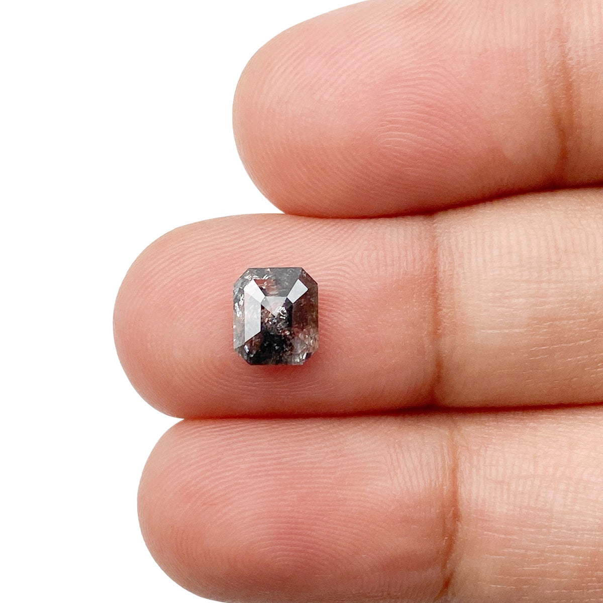 1.09ct | Salt & Pepper Emerald Shape Step Cut Diamond - Modern Rustic Diamond