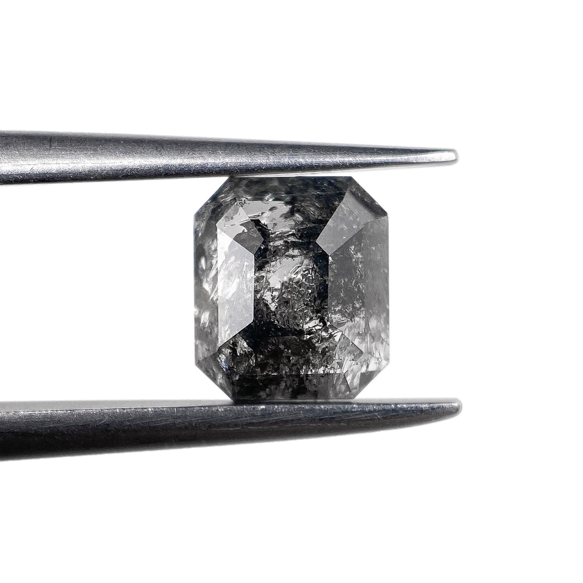 1.09ct | Salt & Pepper Emerald Shape Step Cut Diamond - Modern Rustic Diamond