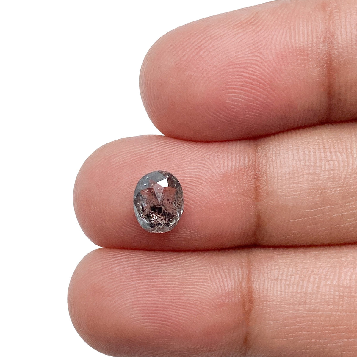 1.09ct | Salt & Pepper Oval Shape Rose Cut Diamond - Modern Rustic Diamond