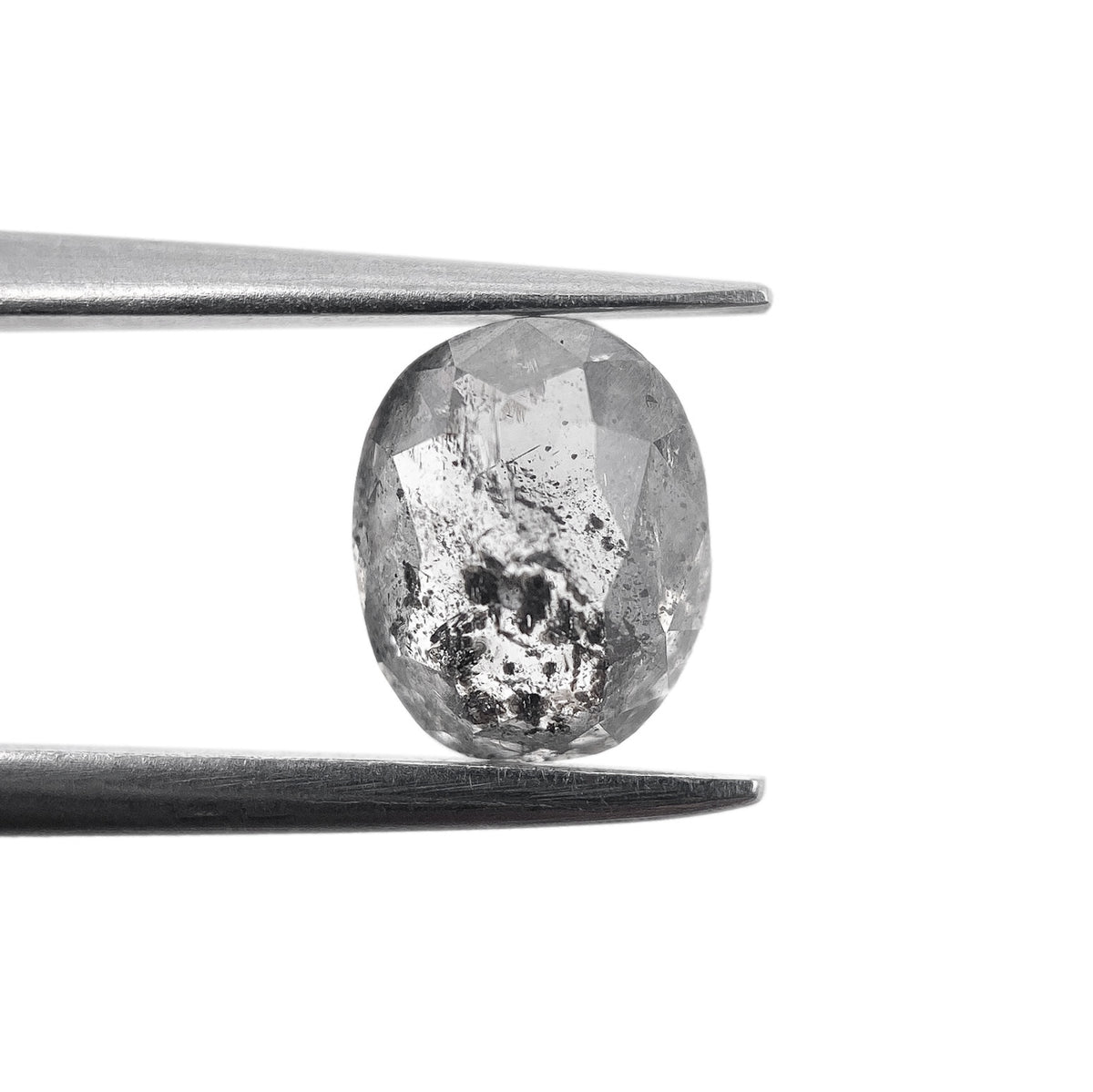 1.09ct | Salt & Pepper Oval Shape Rose Cut Diamond - Modern Rustic Diamond