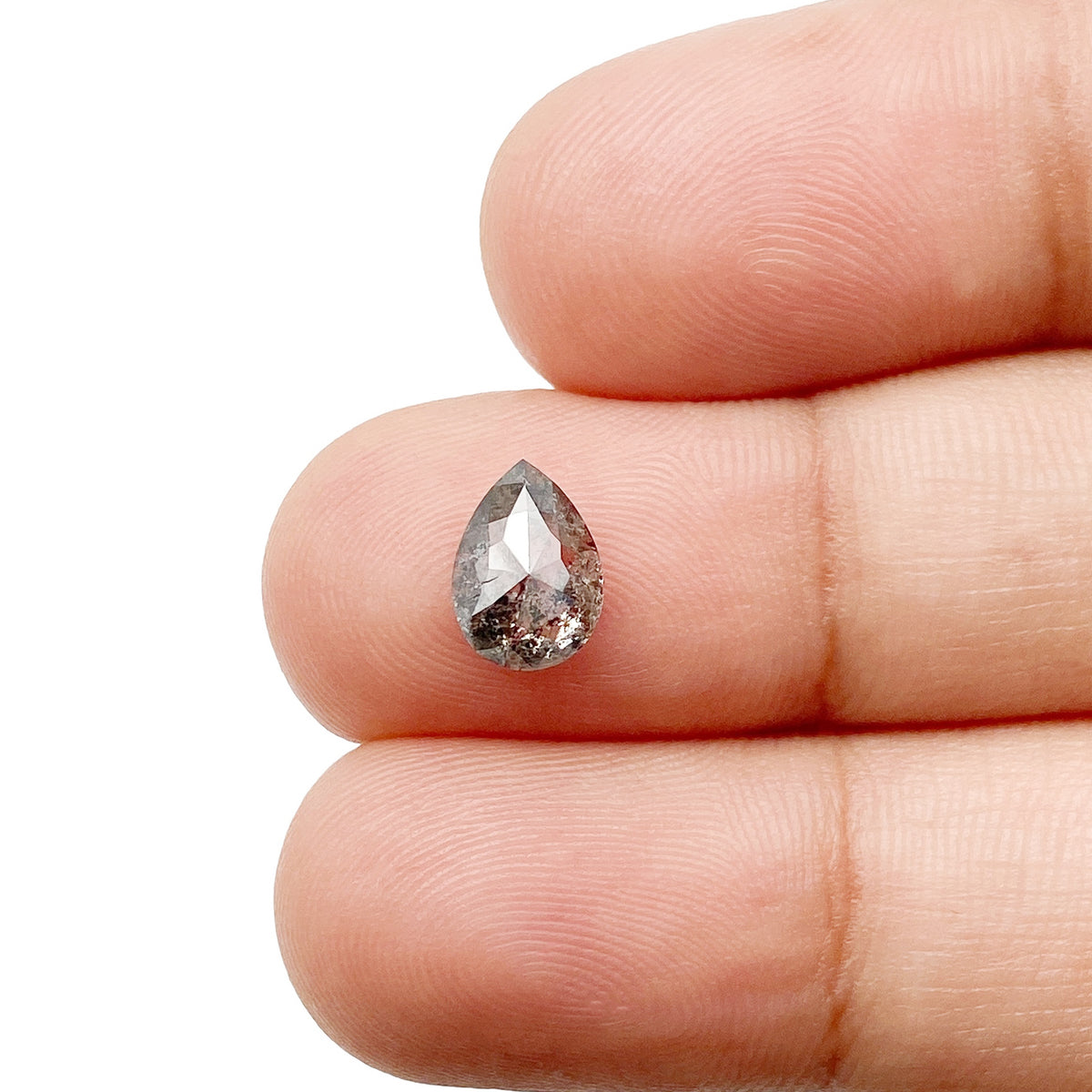 1.09ct | Salt & Pepper Pear Shape Rose Cut Diamond - Modern Rustic Diamond