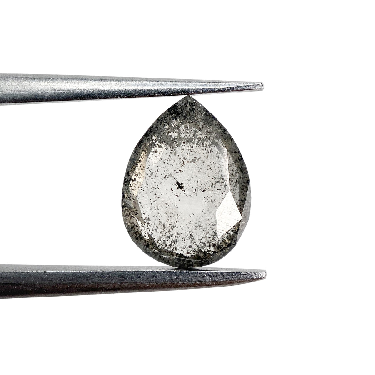 1.09ct | Salt & Pepper Pear Shape Rose Cut Diamond - Modern Rustic Diamond