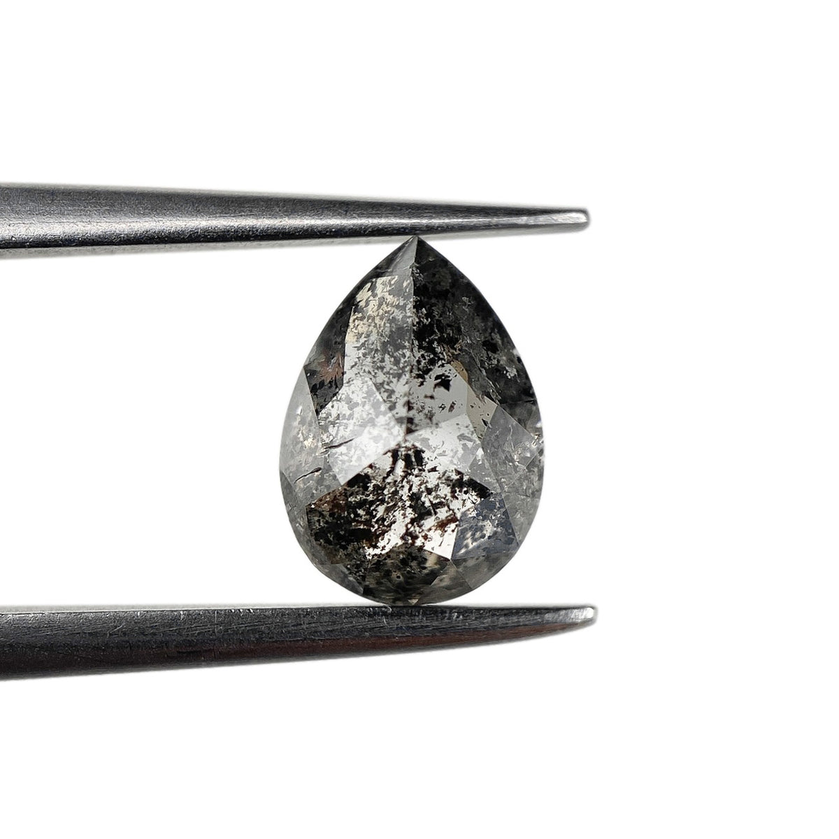 1.09ct | Salt & Pepper Pear Shape Rose Cut Diamond - Modern Rustic Diamond