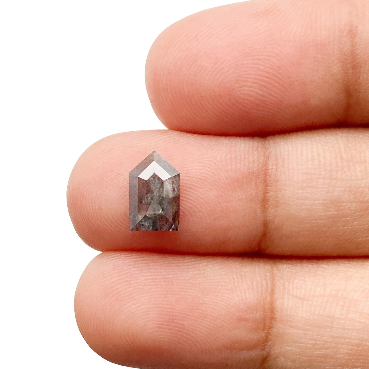 1.09ct | Salt & Pepper Shield Shape Rose Cut Diamond - Modern Rustic Diamond