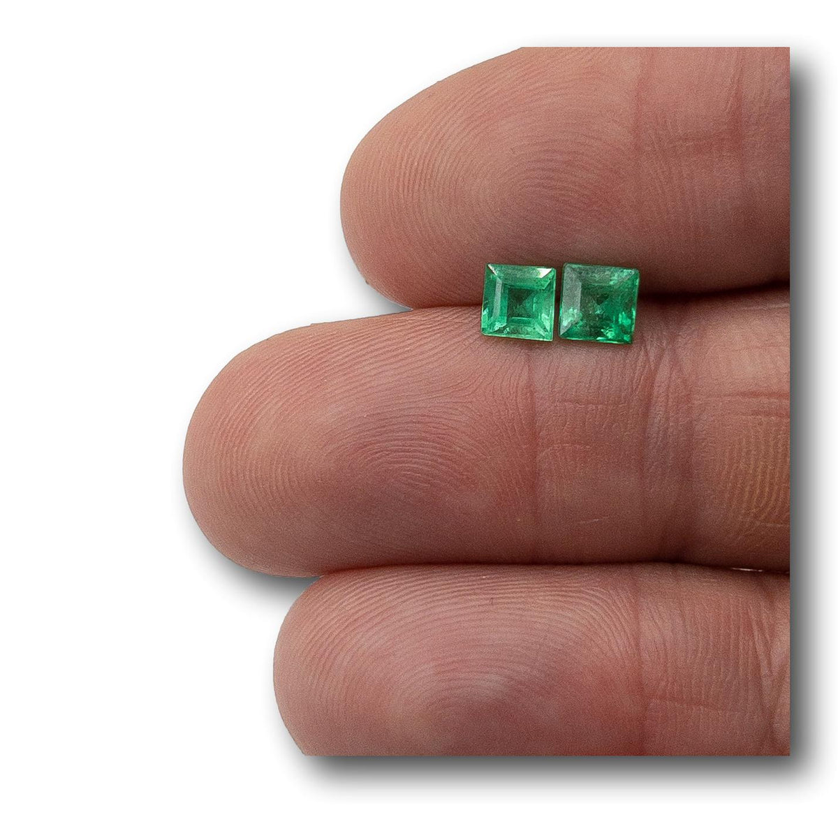 1.09ct | Step Cut Square Shape Muzo Origin Emerald Pair-Modern Rustic Diamond