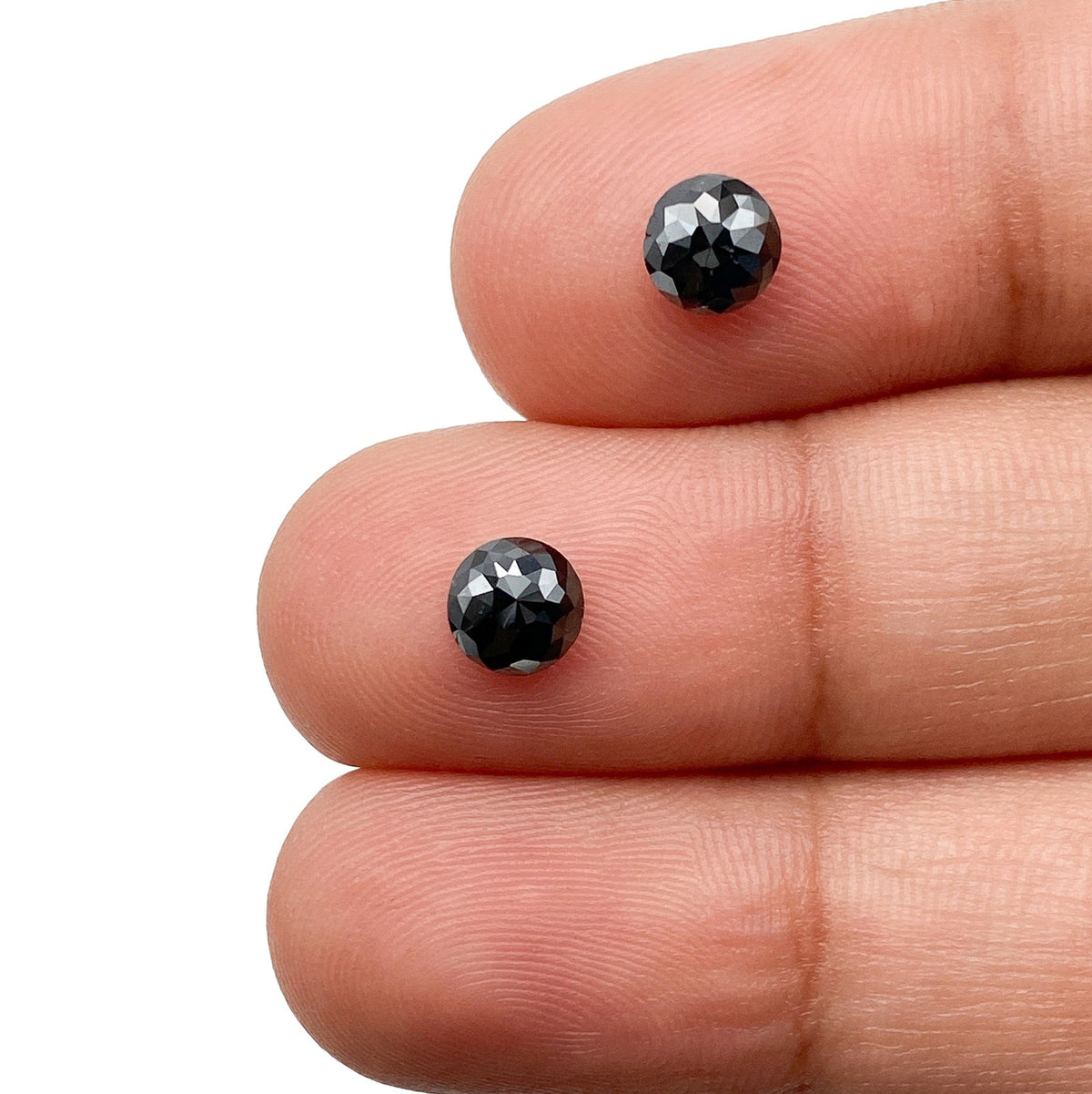1.09cttw | Black Round Shape Rose Cut Diamond Matched Pair-Modern Rustic Diamond
