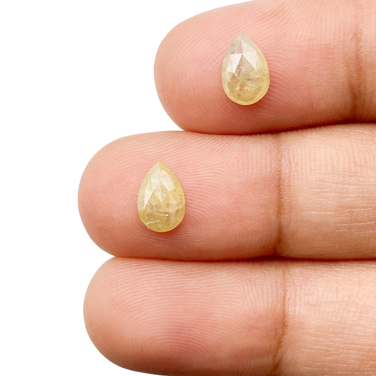 1.09cttw | Rustic  Pear Shape Rose Cut Diamond Matched Pair - Modern Rustic Diamond