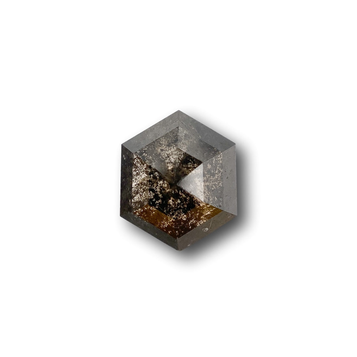 1.21ct | Salt & Pepper Hexagon Shape Rose Cut Diamond - Modern Rustic Diamond