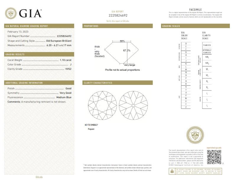 1.10ct | J/VVS2 Round Shape Old European Cut Diamond (GIA) - Modern Rustic Diamond