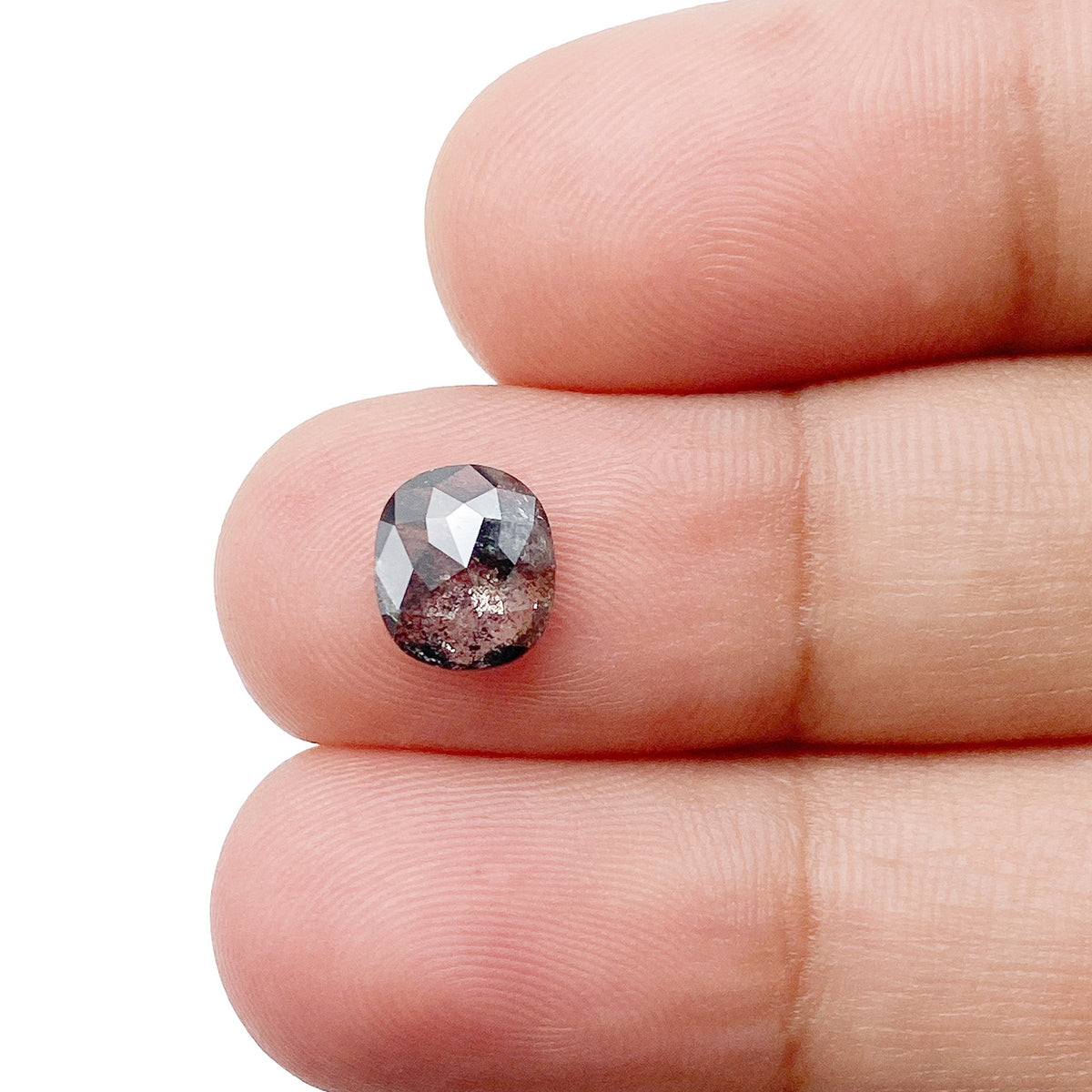 1.10ct | Salt & Pepper Cushion Shape Rose Cut Diamond - Modern Rustic Diamond
