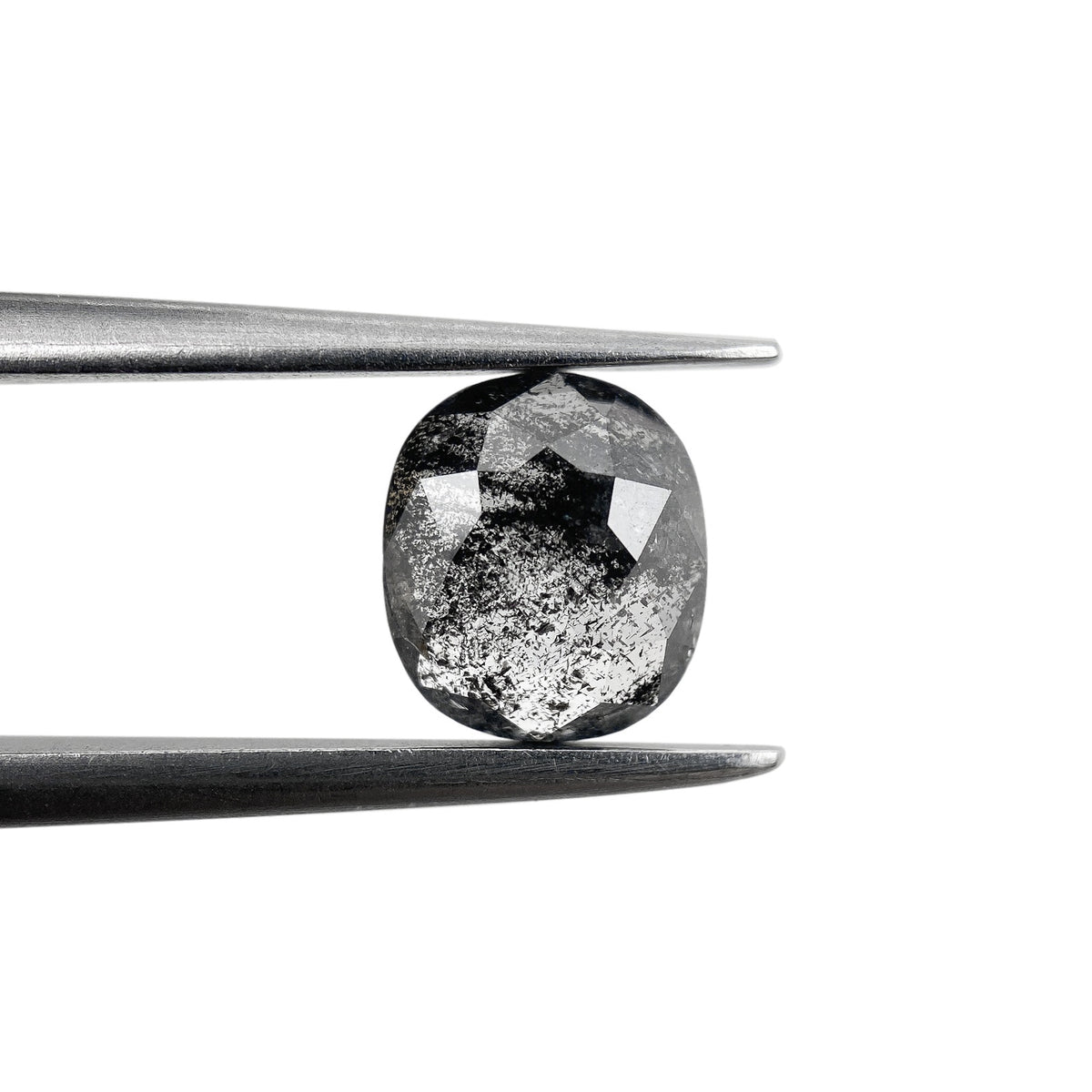 1.10ct | Salt & Pepper Cushion Shape Rose Cut Diamond - Modern Rustic Diamond