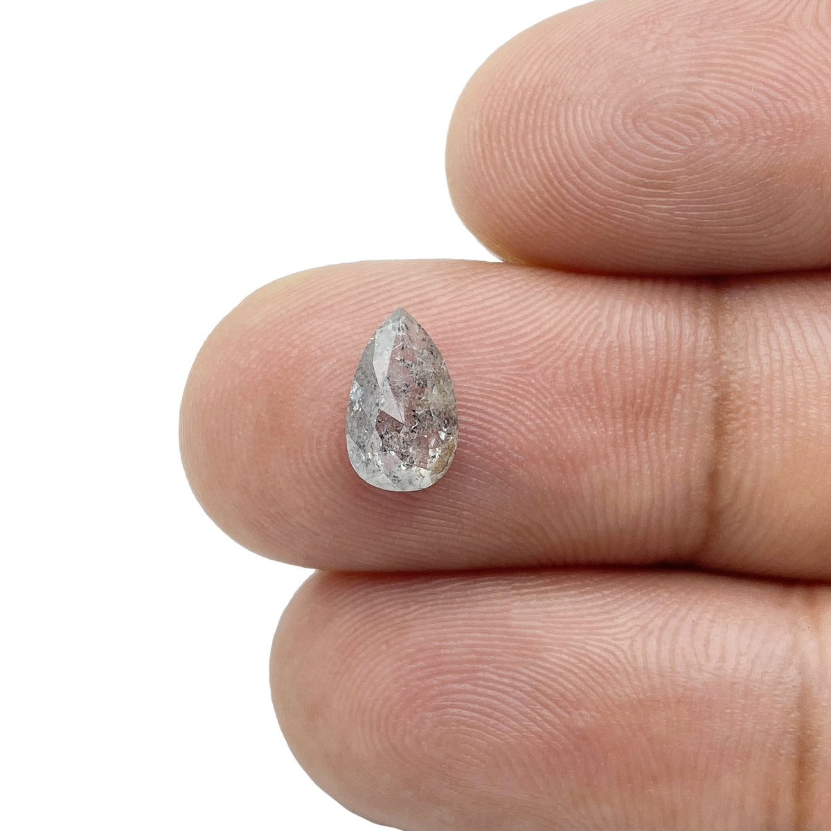 1.10ct | Salt & Pepper Pear Shape Rose Cut Diamond - Modern Rustic Diamond