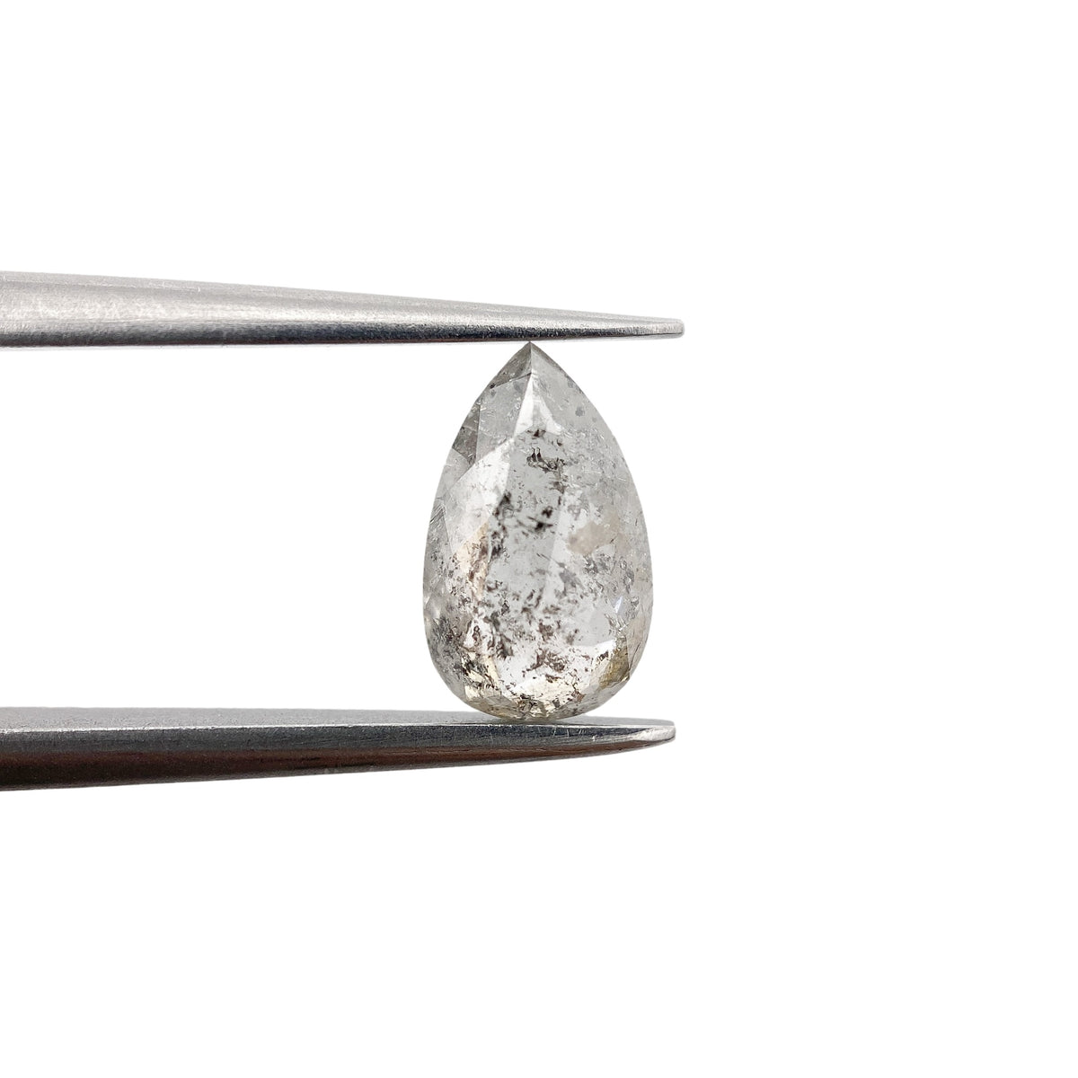 1.10ct | Salt & Pepper Pear Shape Rose Cut Diamond - Modern Rustic Diamond