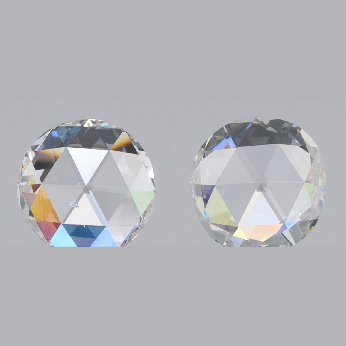 0.82cttw | G-H VS-SI Round Shape Rose Cut Diamond Matched Pair - Modern Rustic Diamond