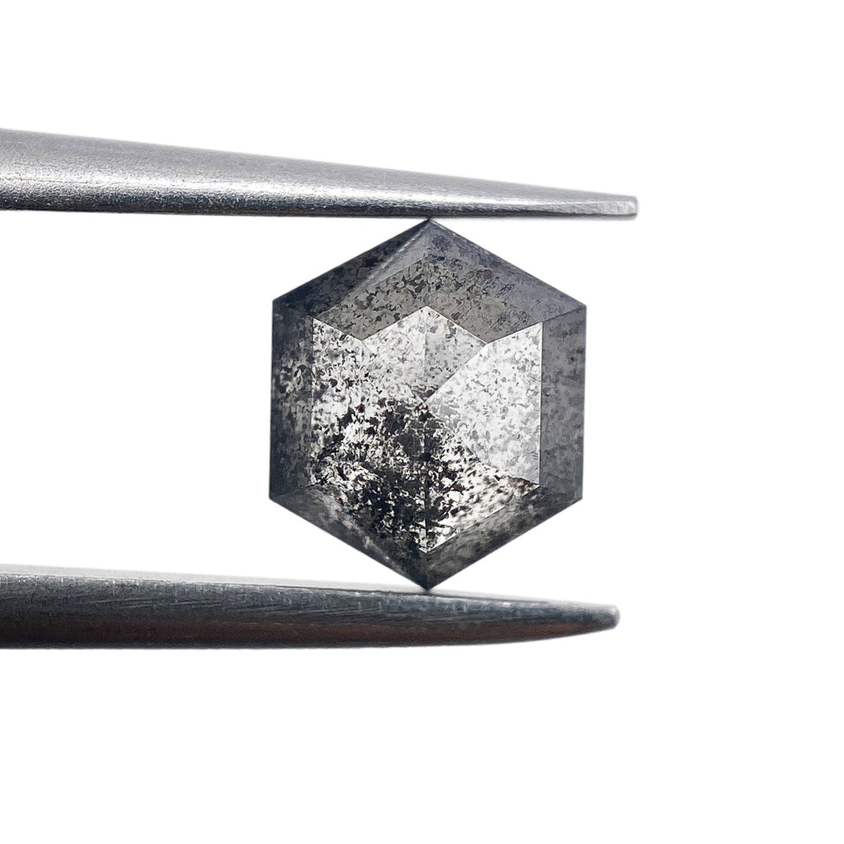 1.11ct | Salt & Pepper Hexagon Shape Rose Cut Diamond - Modern Rustic Diamond