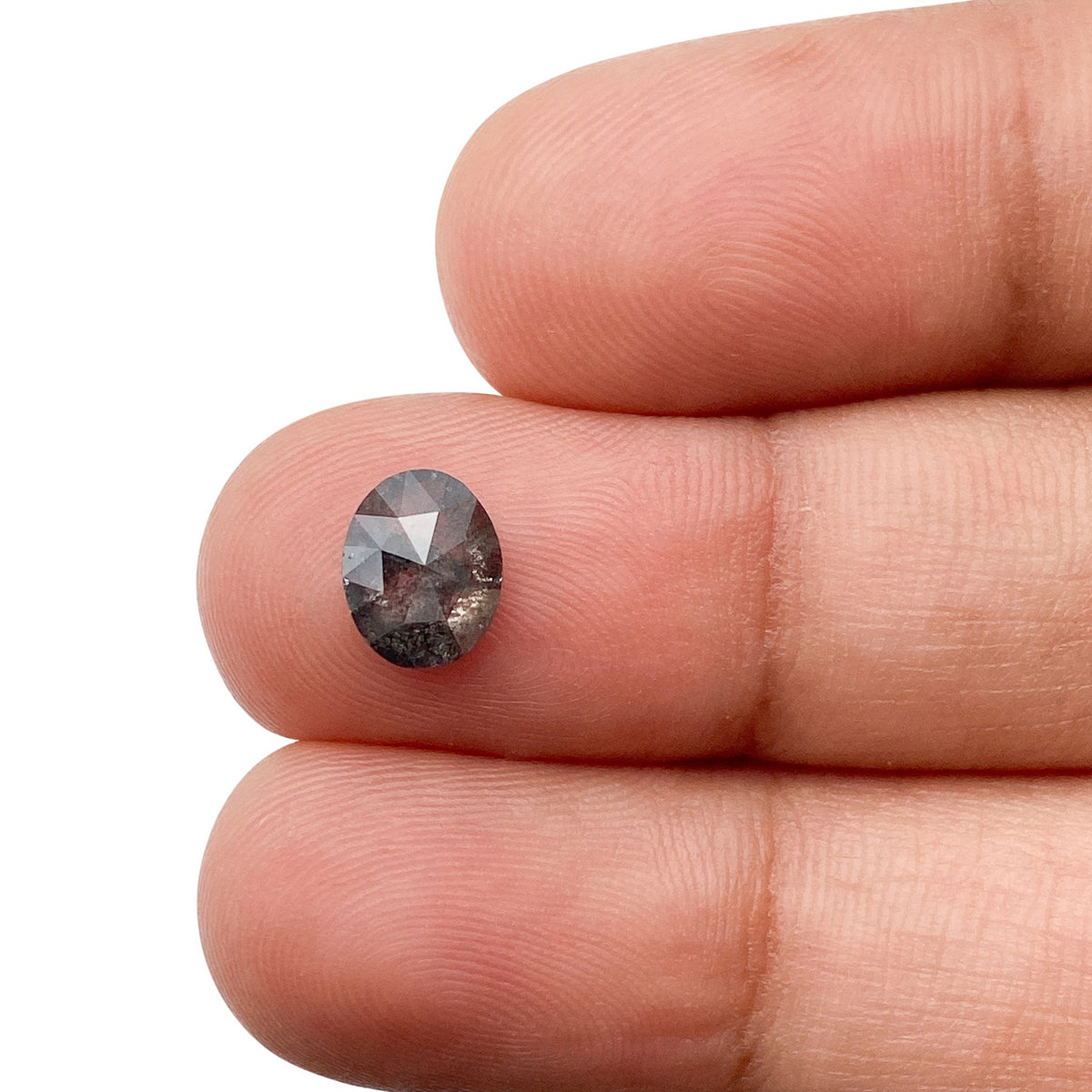 1.11ct | Salt & Pepper Oval Shape Rose Cut Diamond - Modern Rustic Diamond