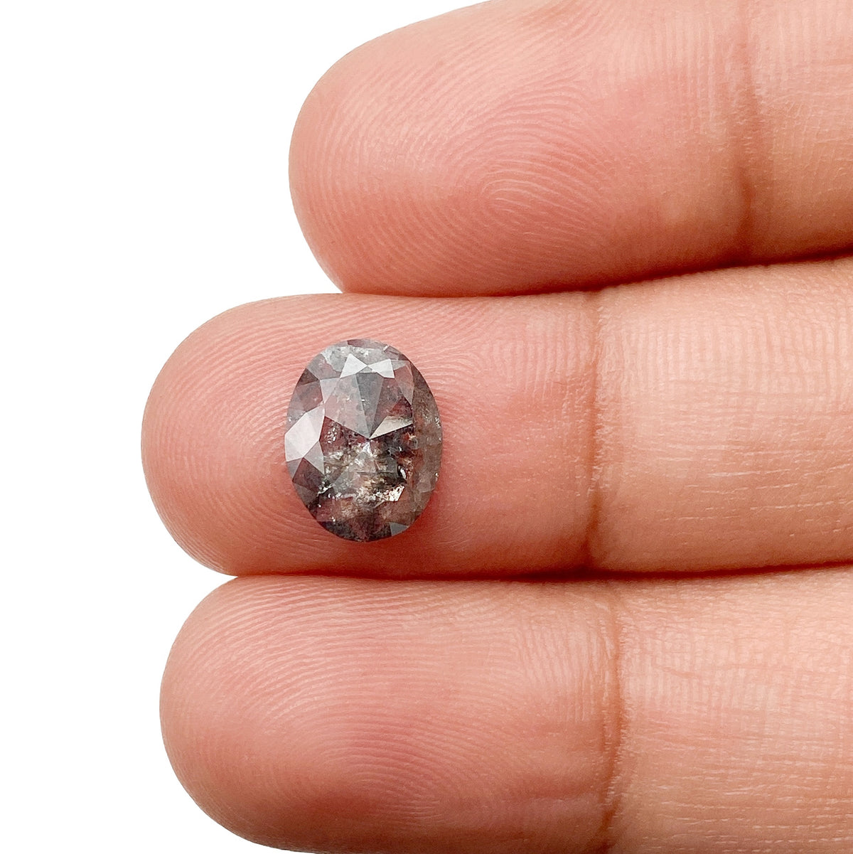 1.11ct | Salt & Pepper Oval Shape Rose Cut Diamond - Modern Rustic Diamond