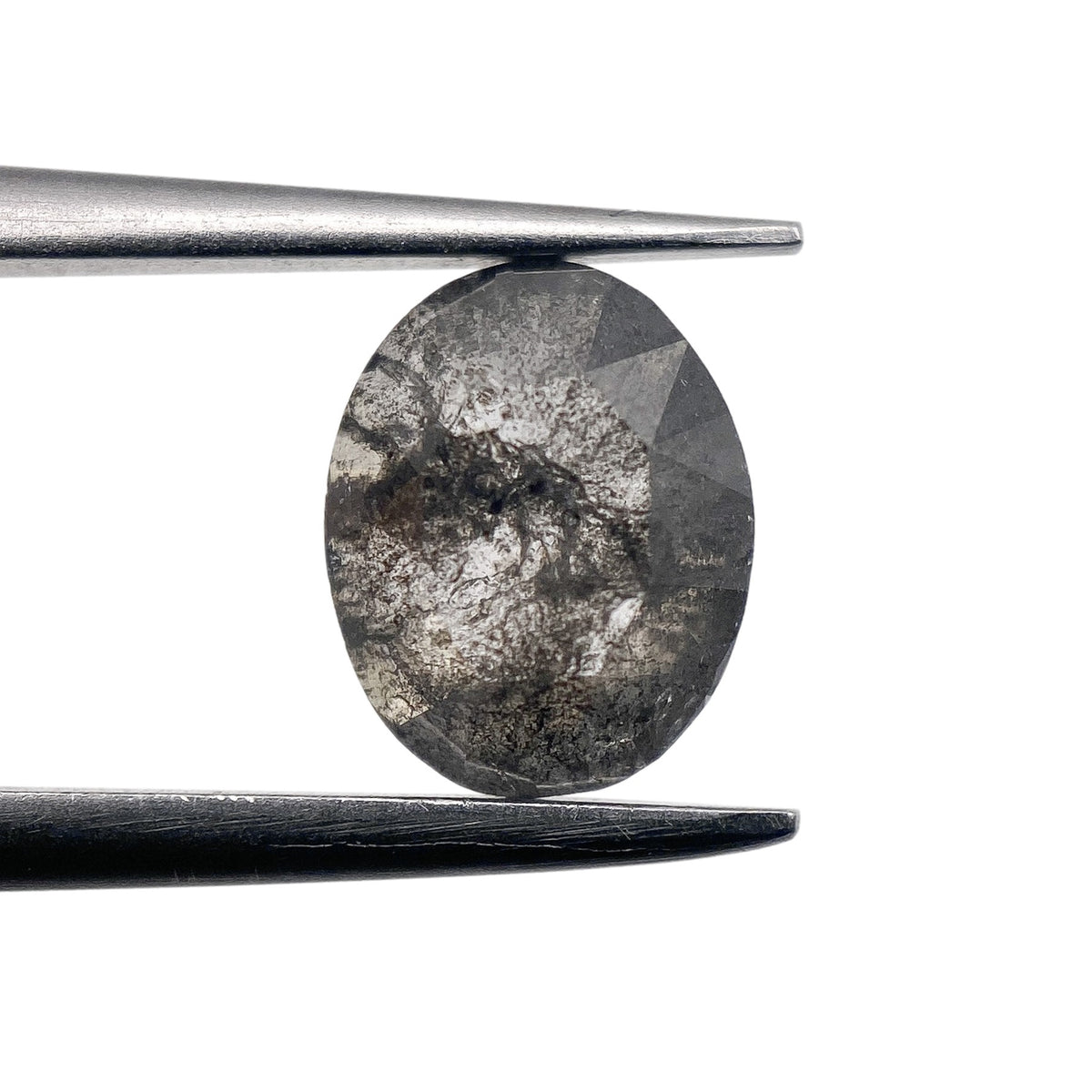 1.11ct | Salt & Pepper Oval Shape Rose Cut Diamond - Modern Rustic Diamond