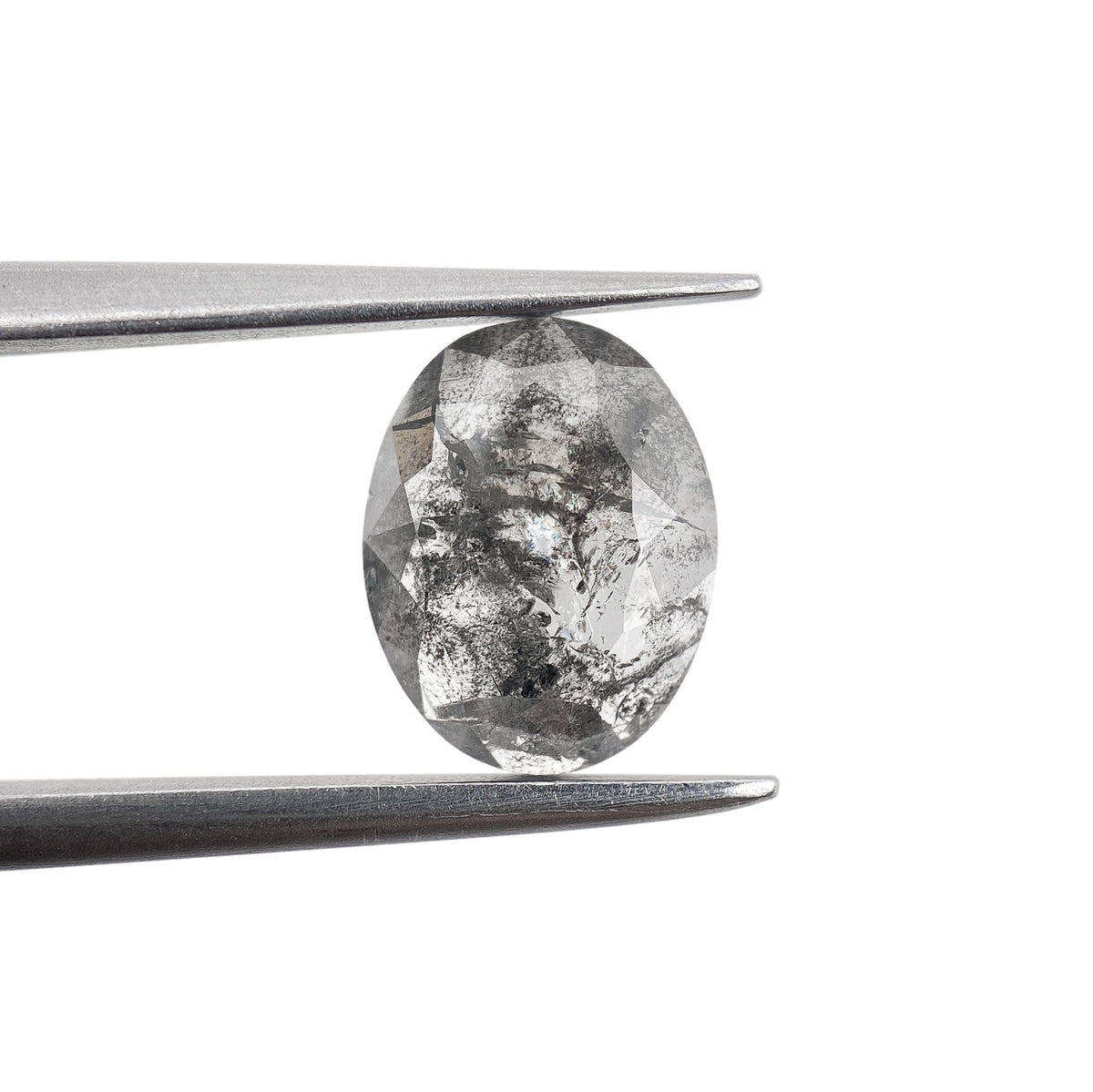 1.11ct | Salt & Pepper Oval Shape Rose Cut Diamond - Modern Rustic Diamond