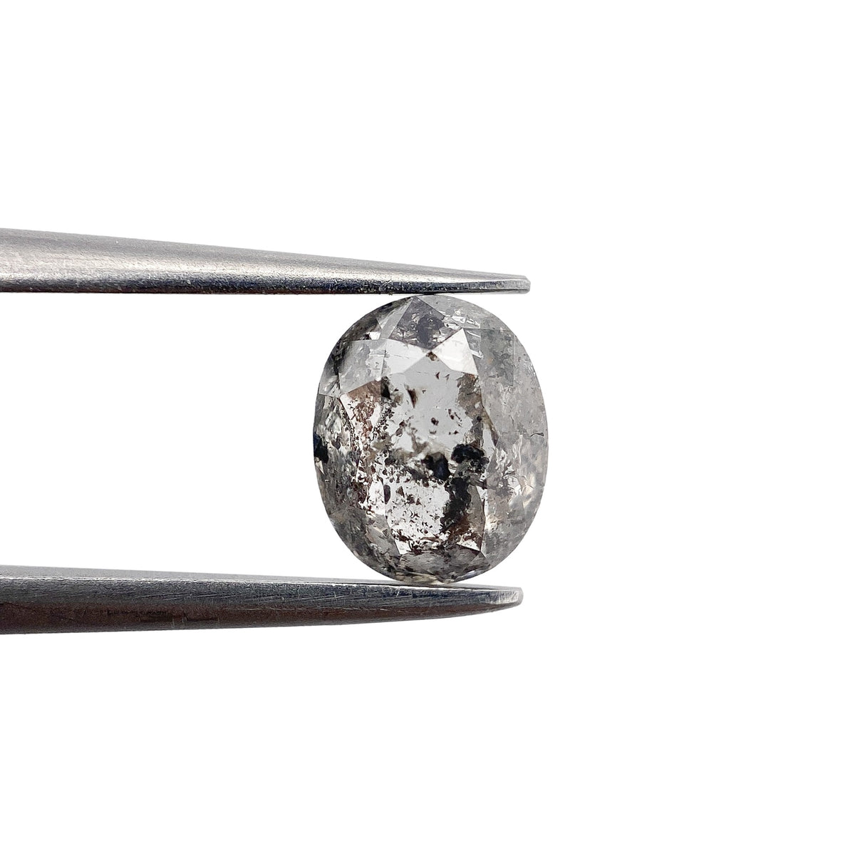 1.11ct | Salt & Pepper Oval Shape Rose Cut Diamond - Modern Rustic Diamond