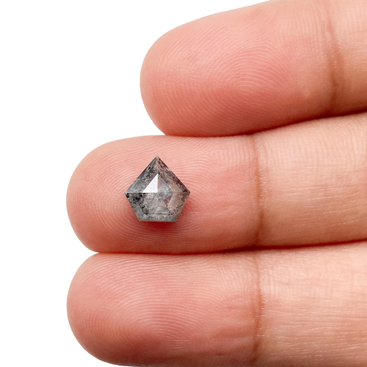 1.11ct | Salt & Pepper Shield Shape Rose Cut Diamond - Modern Rustic Diamond