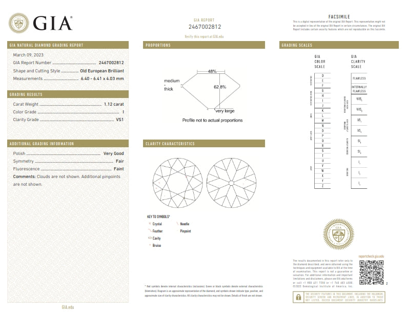1.12ct | I/VS1 Round Shape Old European Cut Diamond (GIA) - Modern Rustic Diamond