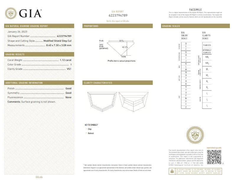 1.12ct | I/VS1 Shield Shape Step Cut Diamond (GIA) - Modern Rustic Diamond