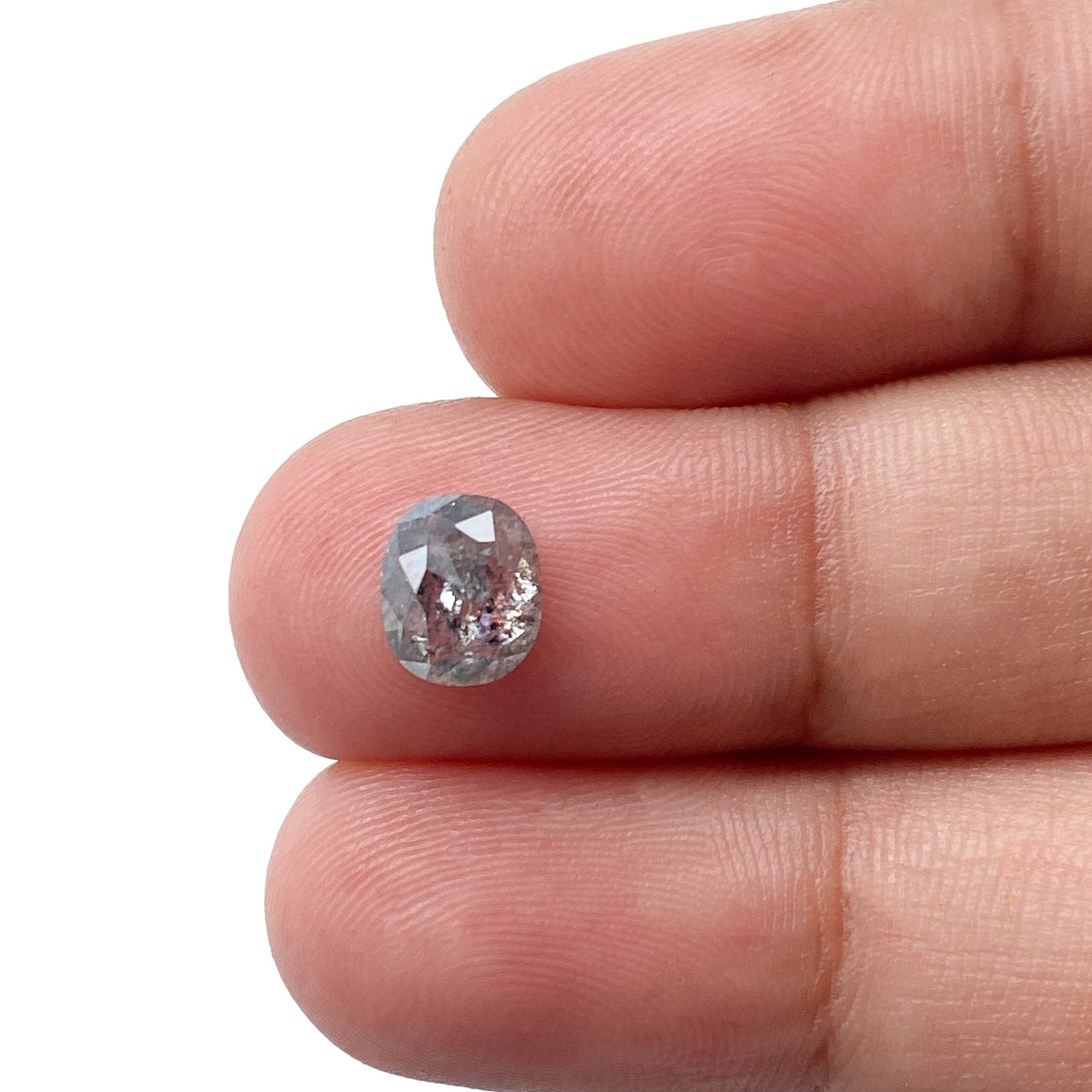 1.12ct | Salt & Pepper Cushion Shape Rose Cut Diamond - Modern Rustic Diamond