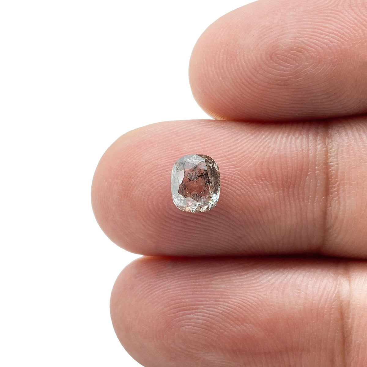 1.12ct | Salt & Pepper Cushion Shape Rose Cut Diamond - Modern Rustic Diamond