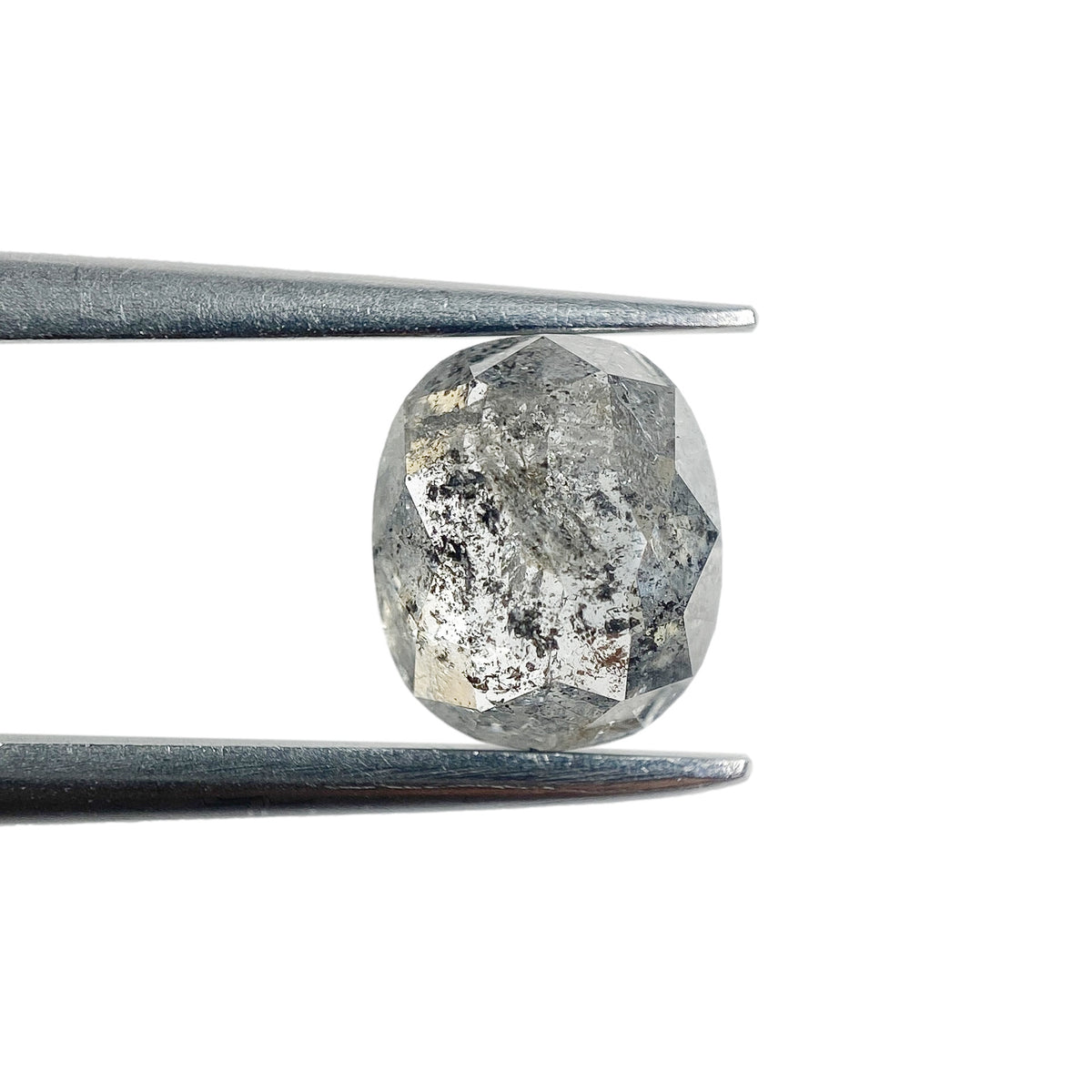1.12ct | Salt & Pepper Cushion Shape Rose Cut Diamond - Modern Rustic Diamond