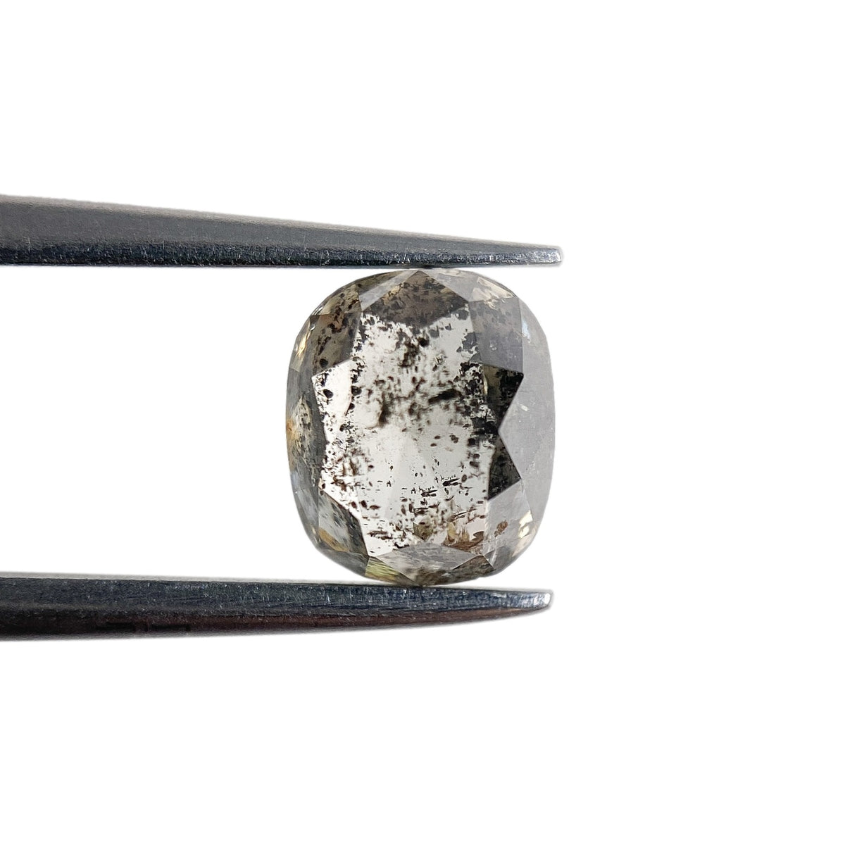 1.12ct | Salt & Pepper Cushion Shape Rose Cut Diamond - Modern Rustic Diamond