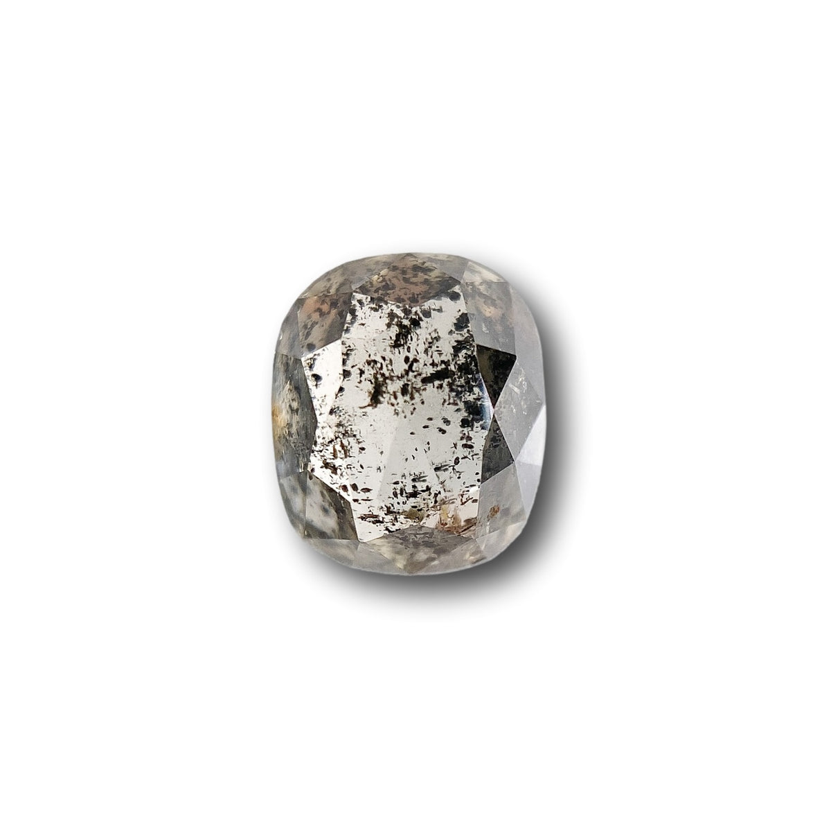 1.12ct | Salt & Pepper Cushion Shape Rose Cut Diamond - Modern Rustic Diamond