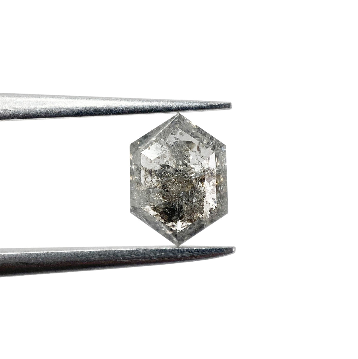 1.12ct | Salt & Pepper Hexagon Shape Rose Cut Diamond - Modern Rustic Diamond