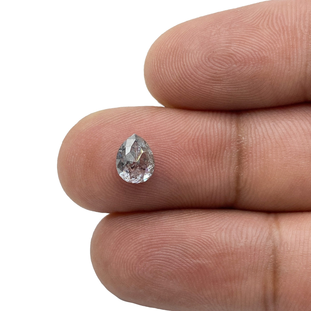 1.12ct | Salt & Pepper Pear Shape Rose Cut Diamond - Modern Rustic Diamond