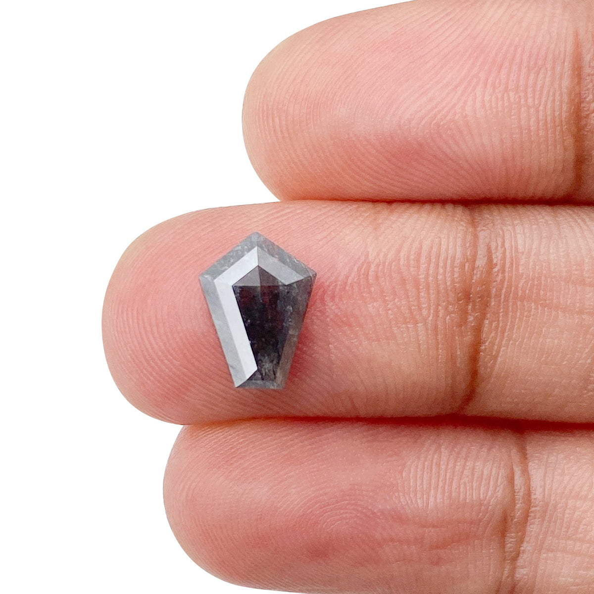 1.12ct | Salt & Pepper Shield Shape Rose Cut Diamond - Modern Rustic Diamond