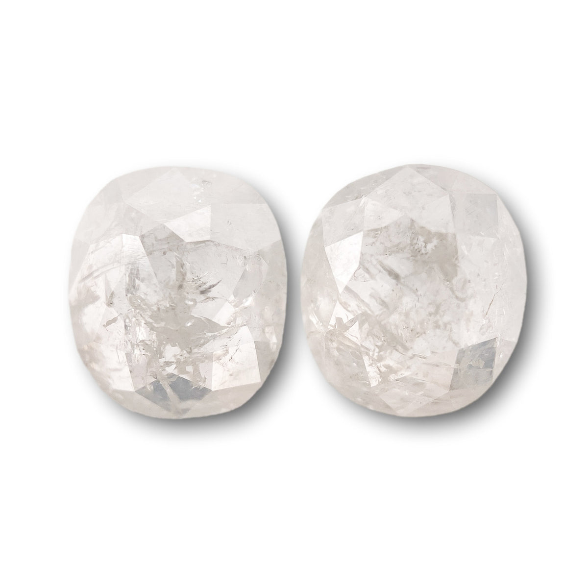 3.64cttw | Salt & Pepper Cushion Shape Rose Cut Diamond Matched Pair