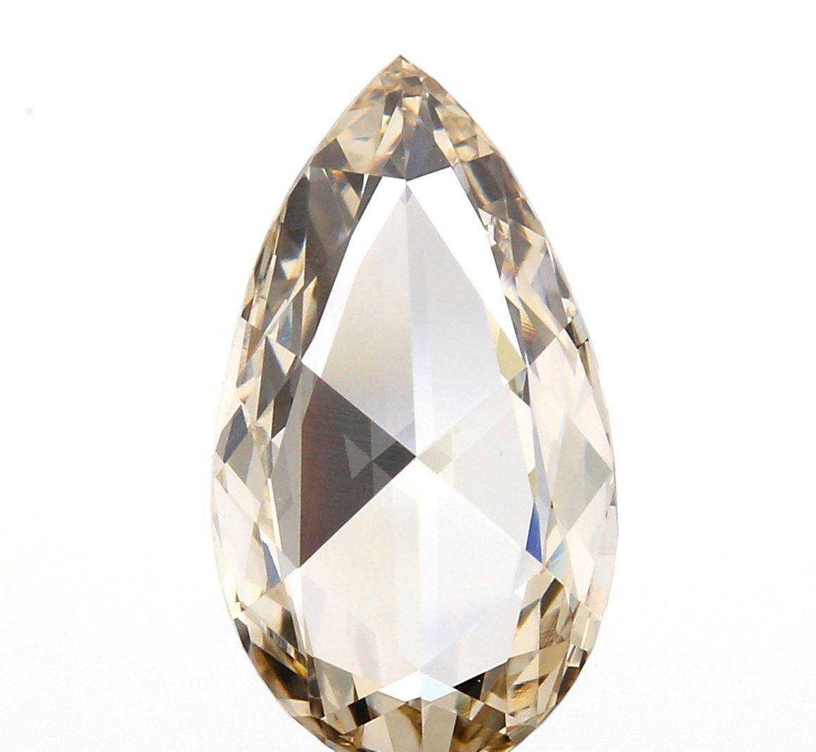 1.13ct | Champagne VVS Pear Shape Rose Cut Diamond-Modern Rustic Diamond