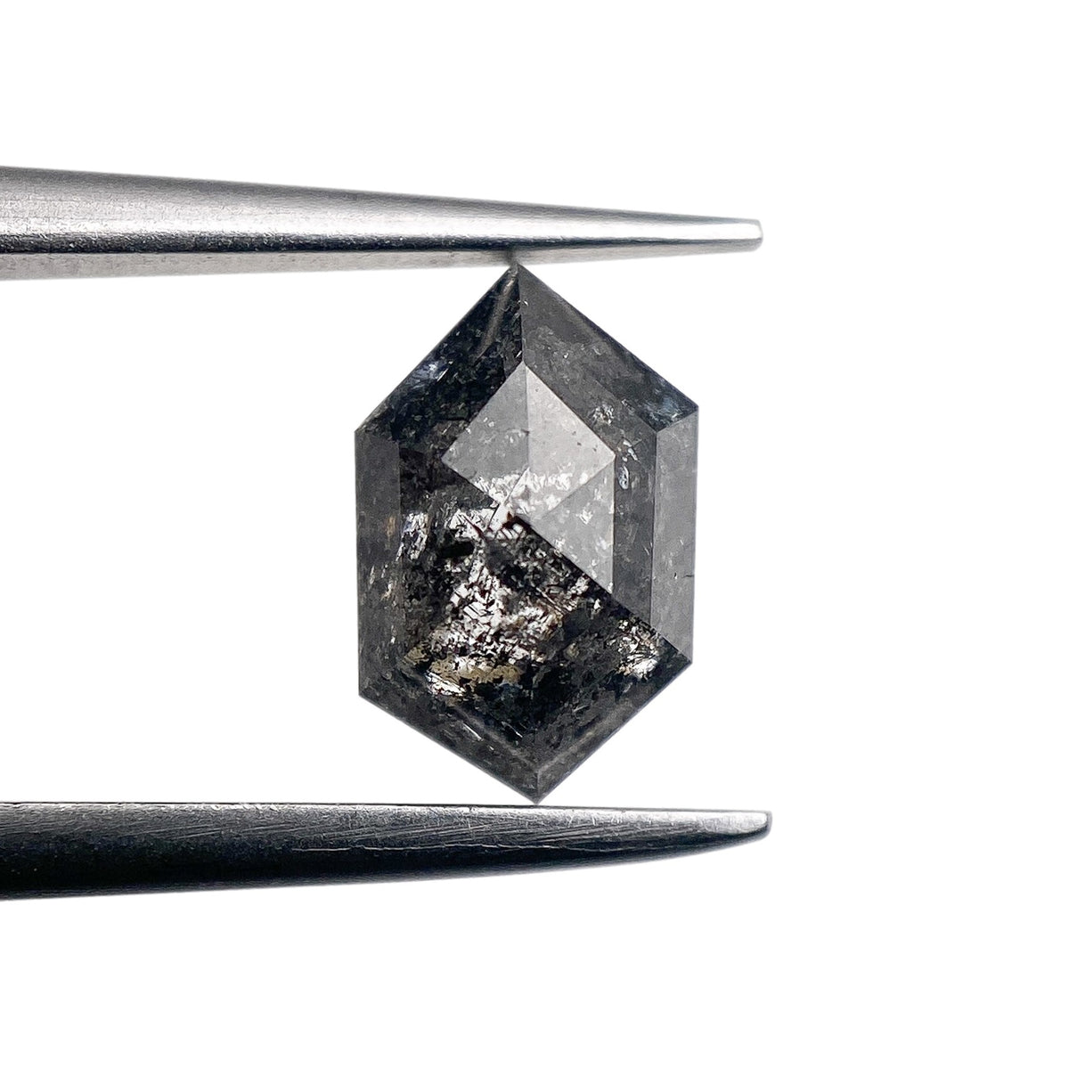 1.13ct | Salt & Pepper Hexagon Shape Rose Cut Diamond - Modern Rustic Diamond