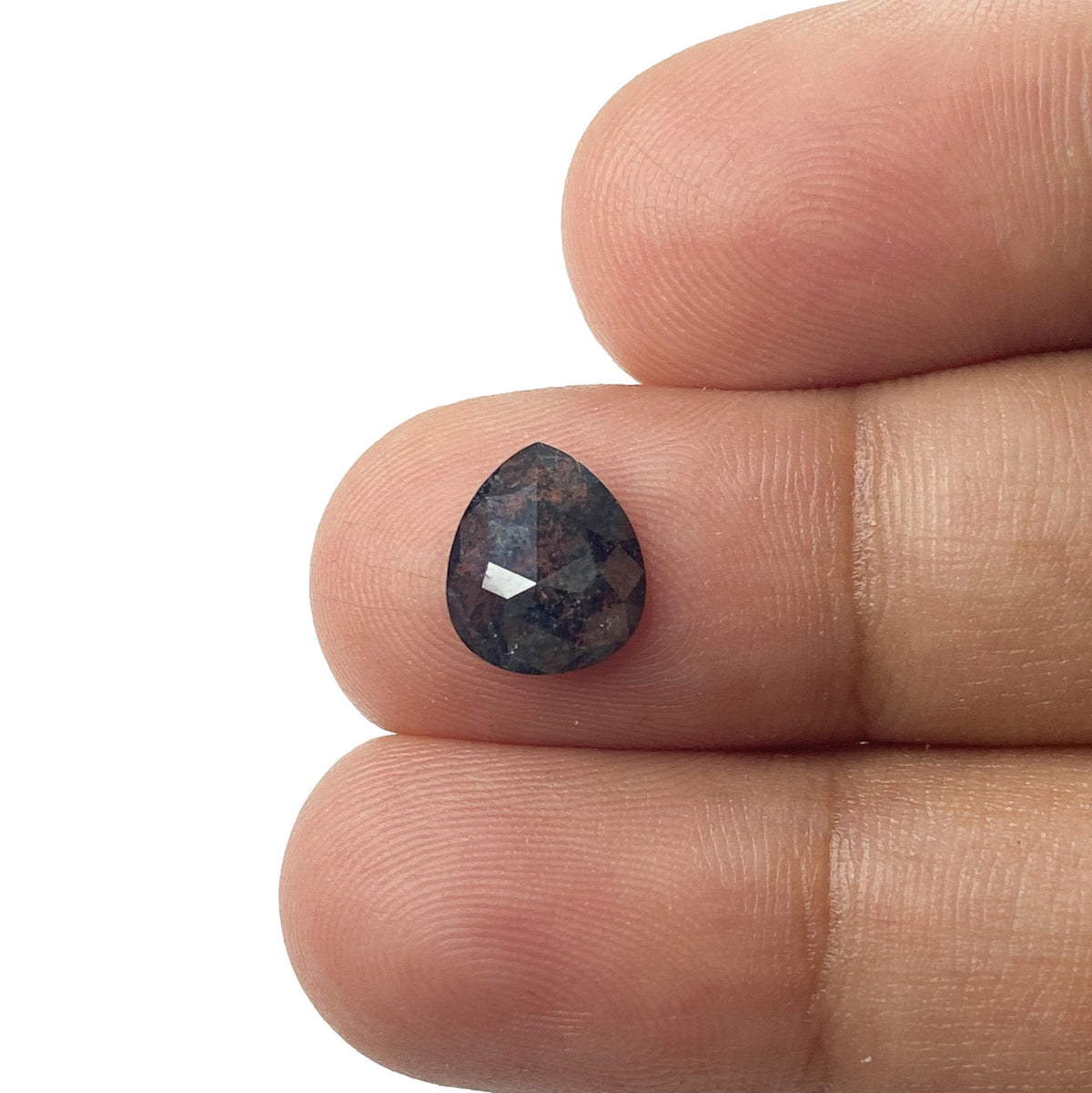 1.13ct | Salt & Pepper Pear Shape Rose Cut Diamond - Modern Rustic Diamond