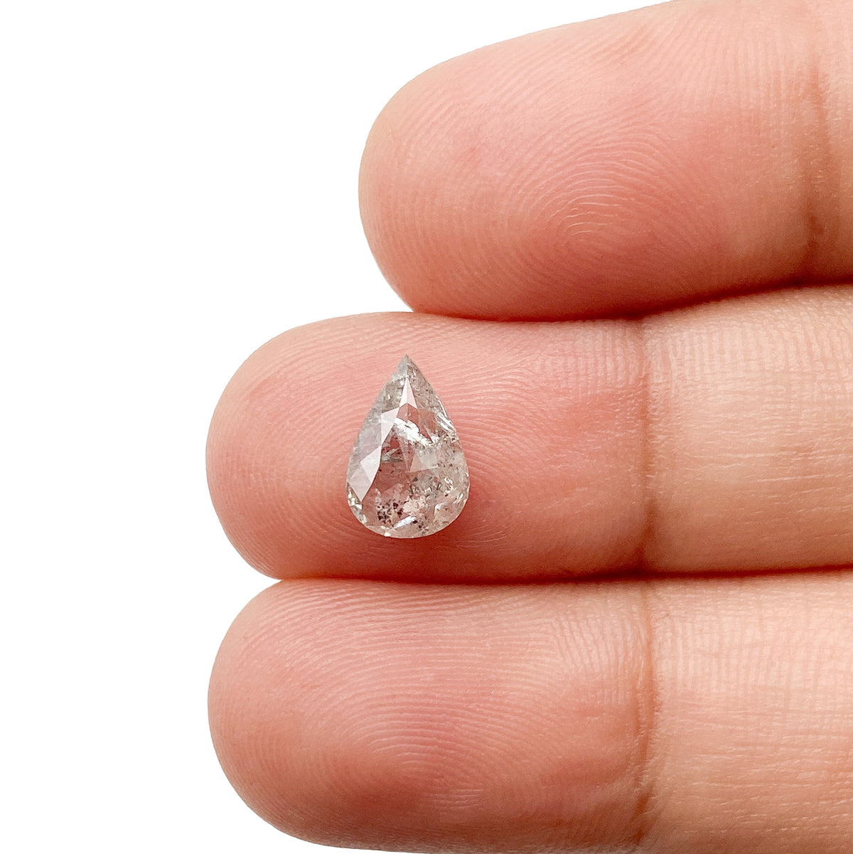 1.13ct | Salt & Pepper Pear Shape Rose Cut Diamond - Modern Rustic Diamond