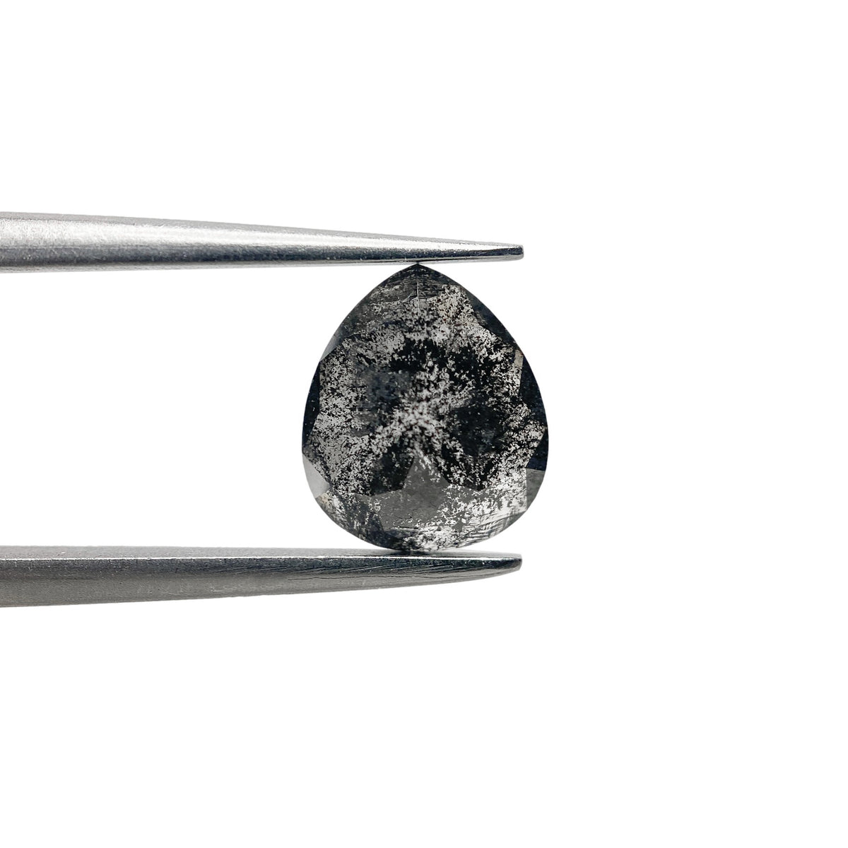 1.13ct | Salt & Pepper Pear Shape Rose Cut Diamond - Modern Rustic Diamond