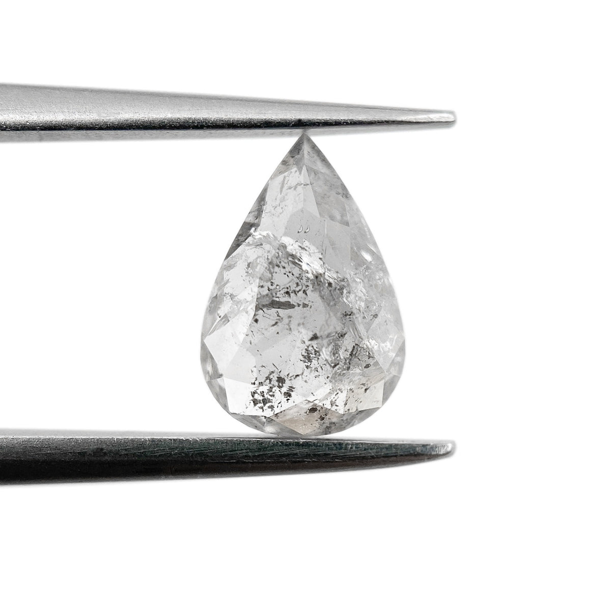 1.13ct | Salt & Pepper Pear Shape Rose Cut Diamond - Modern Rustic Diamond