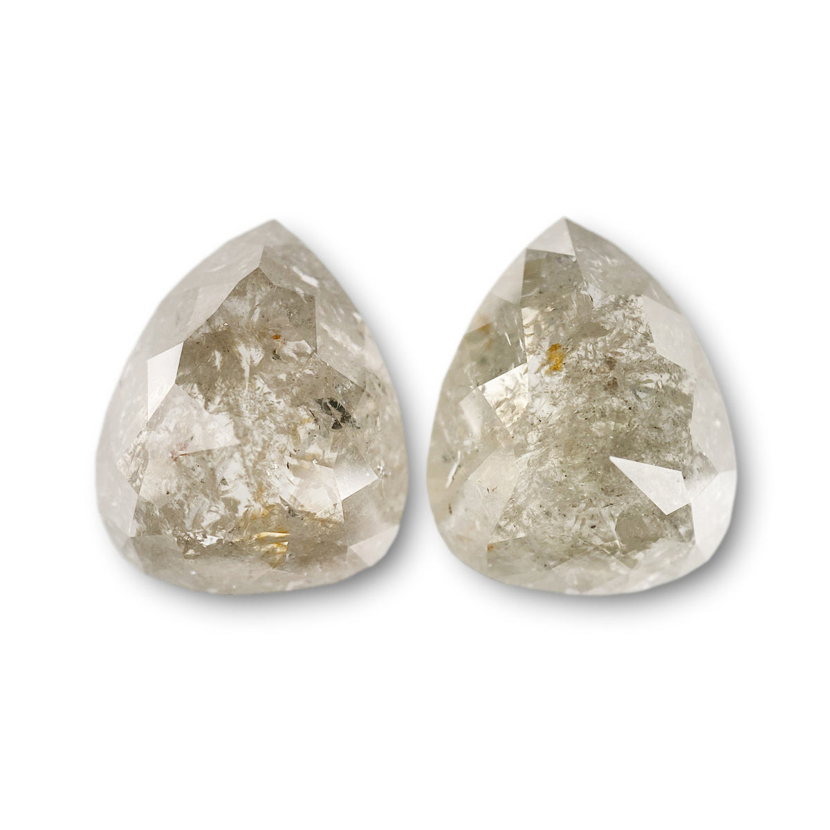 10.12cttw | Salt & Pepper Pear Shape Rose Cut Diamond Matched Pair