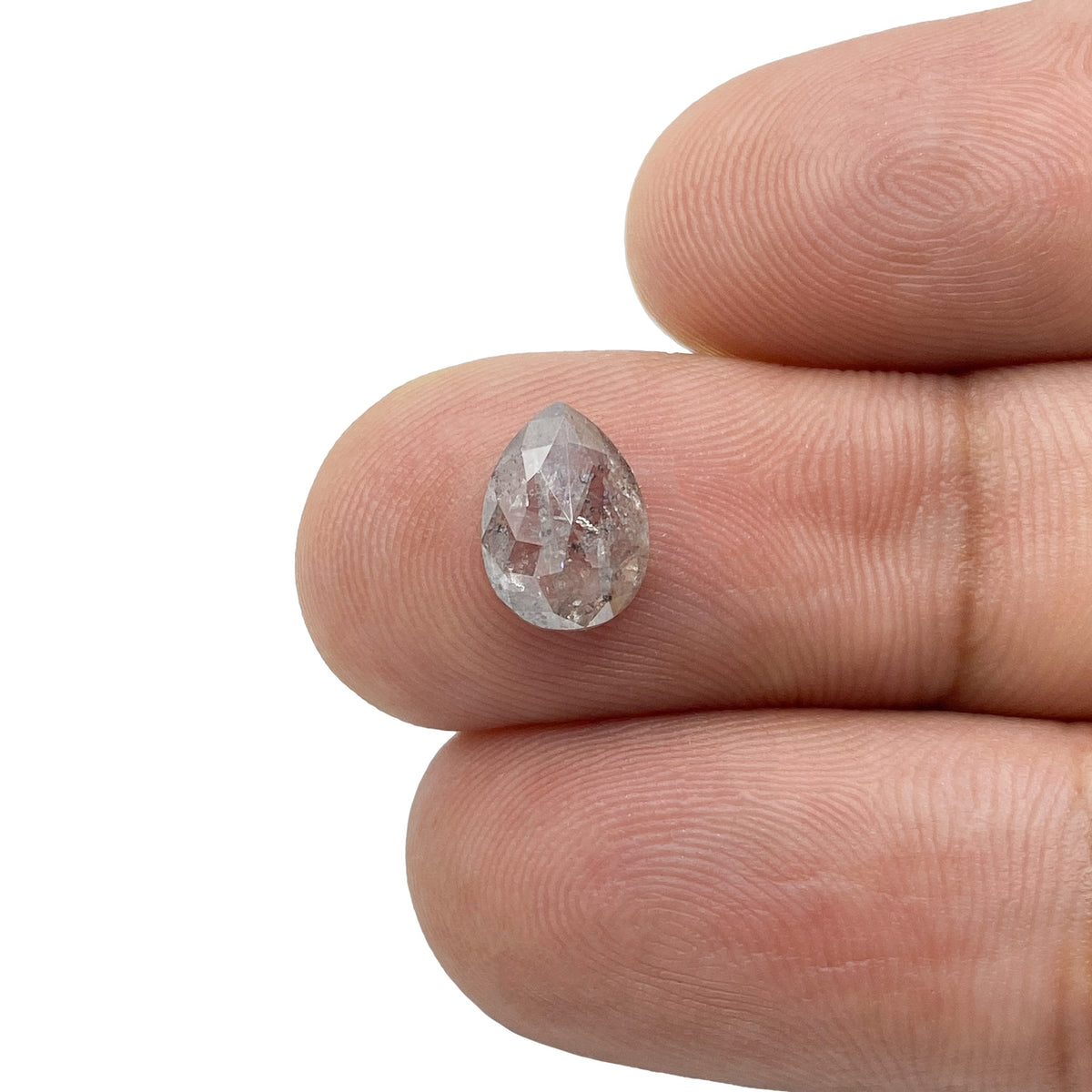 1.14ct | Salt & Pepper Pear Shape Rose Cut Diamond - Modern Rustic Diamond