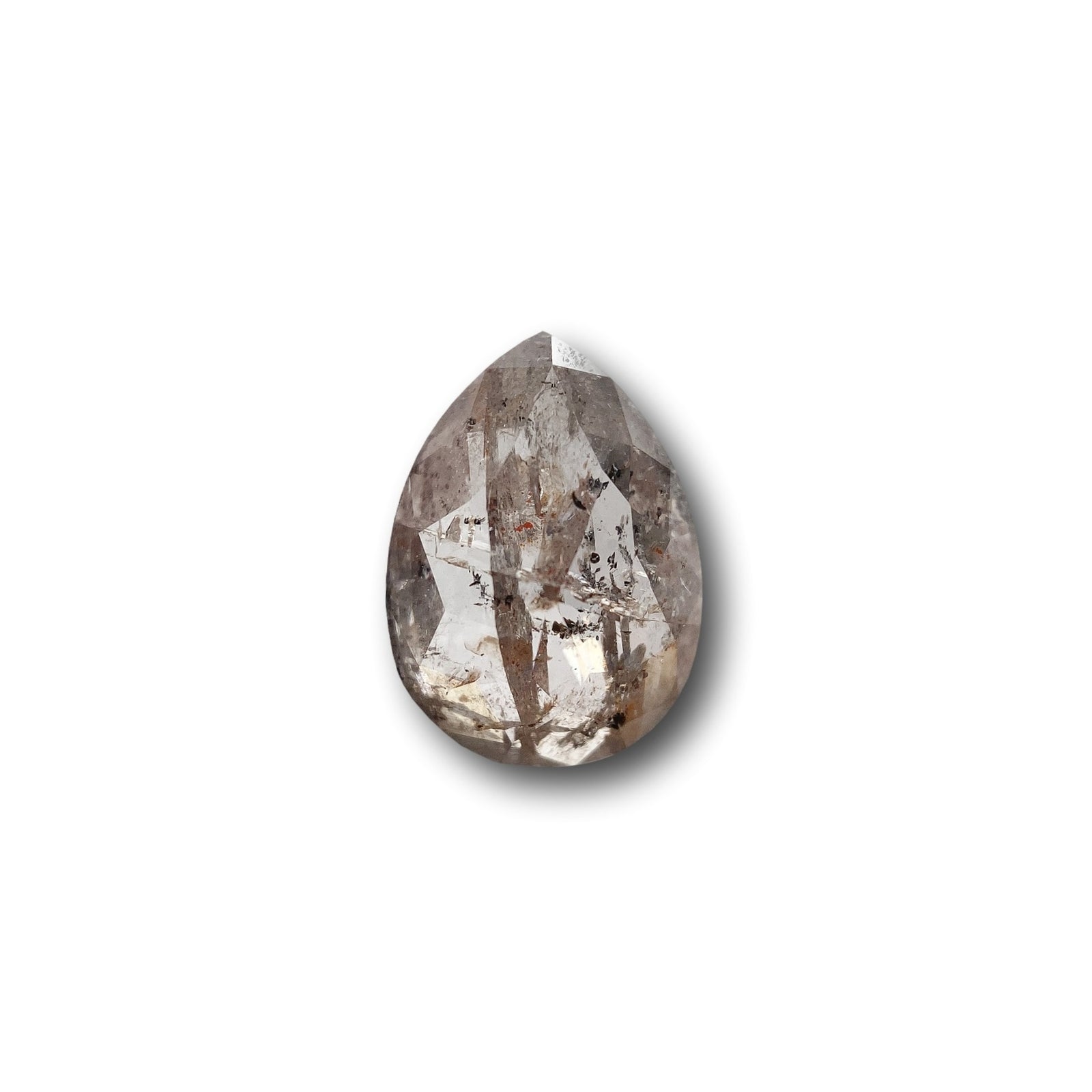 1.14ct | Salt & Pepper Pear Shape Rose Cut Diamond - Modern Rustic Diamond