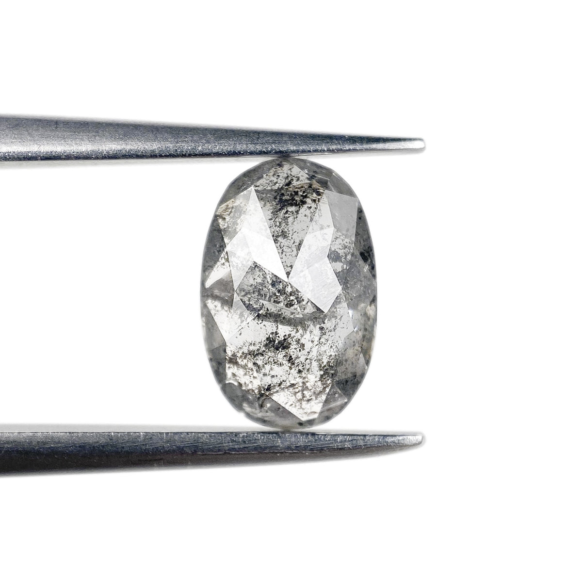1.14ct | Salt & Pepper Oval Shape Rose Cut Diamond - Modern Rustic Diamond