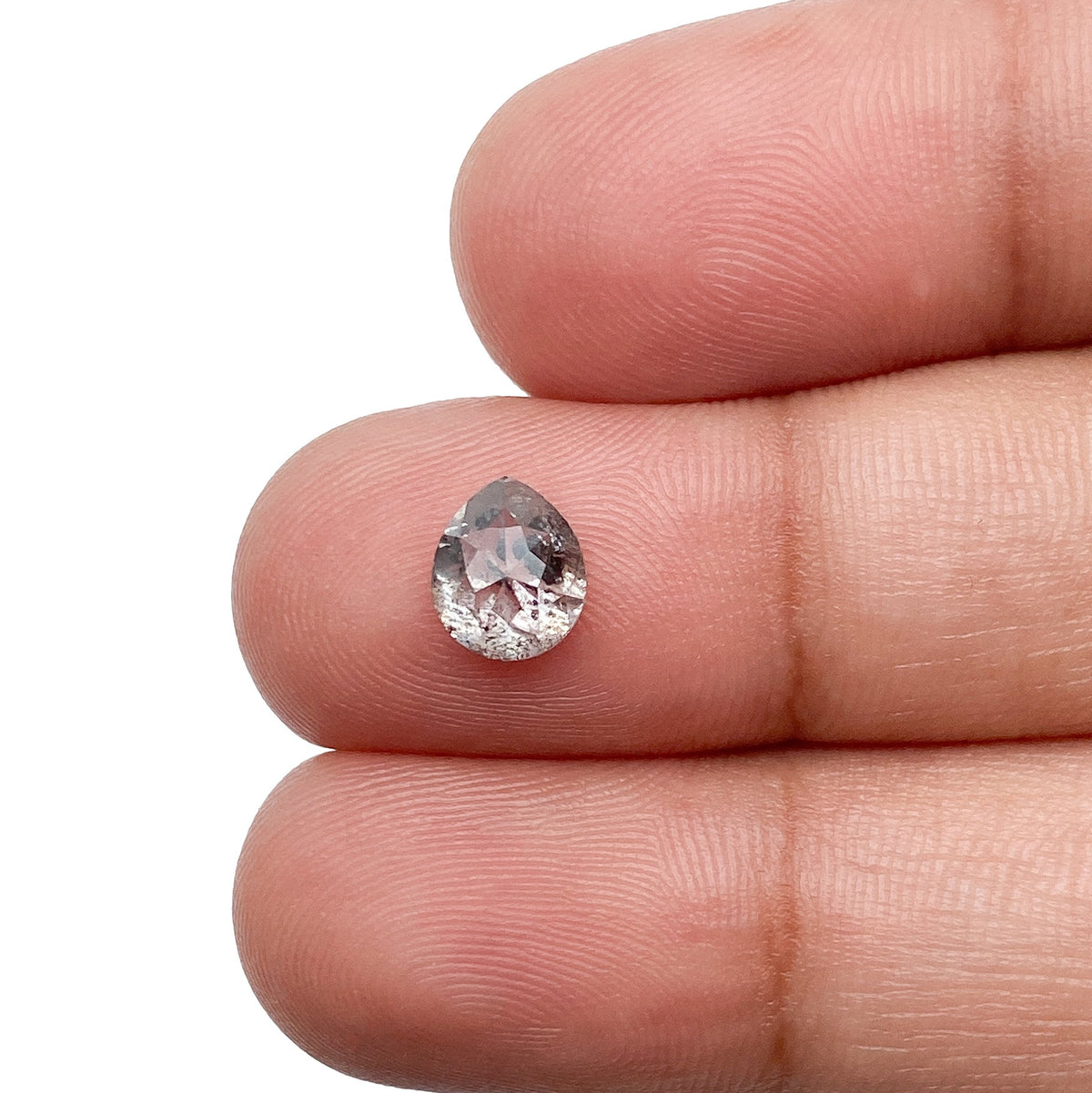 1.14ct | Salt & Pepper Pear Shape Rose Cut Diamond - Modern Rustic Diamond