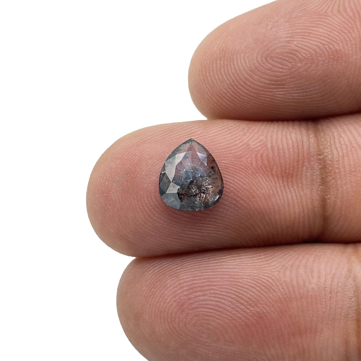 1.14ct | Salt & Pepper Pear Shape Rose Cut Diamond - Modern Rustic Diamond